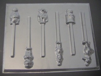 381sp Sesame Friends Six Cavity Chocolate Candy Lollipop Mold